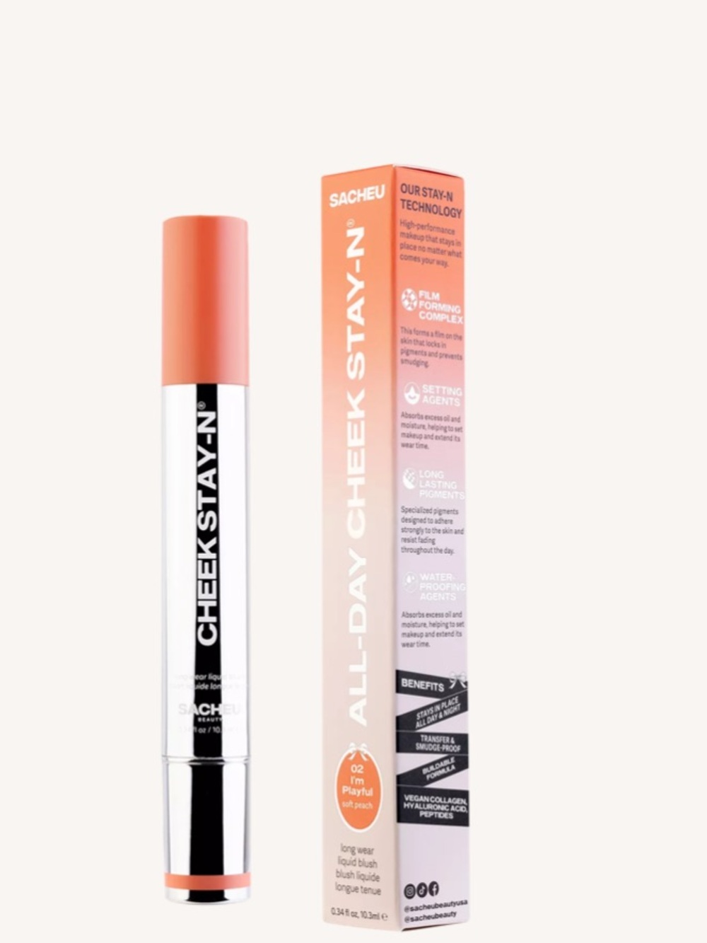 Sacheu All-Day Cheek Stay-N Liquid Blush — Playful Peach (02)